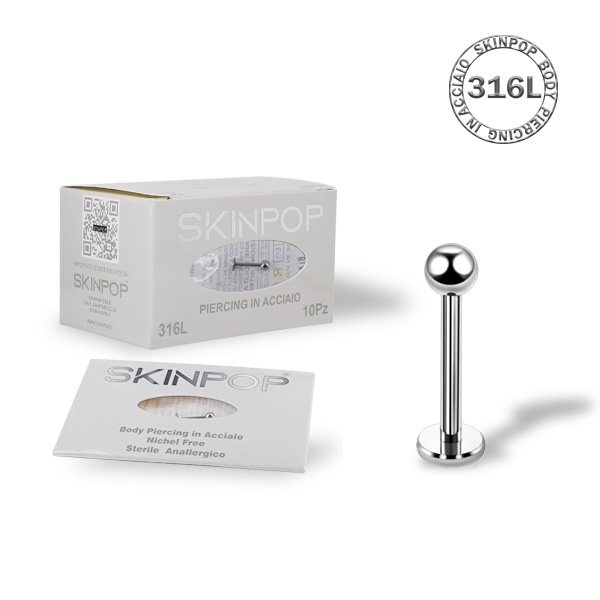 Labret Skinpop in Acciaio 316L Sterile 1.2 X 10 X 3 CONF. 5 PZ