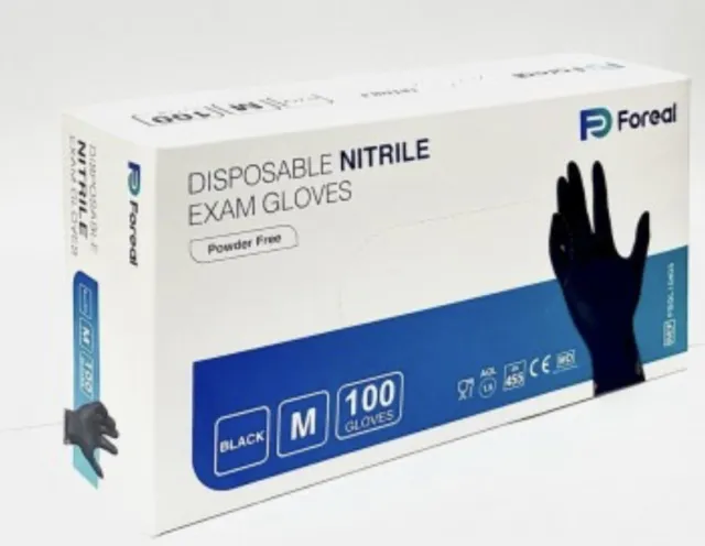 GUANTI MONOUSO COLORE NERI IN NITRILE TAGLIA  M CONF.100PZ