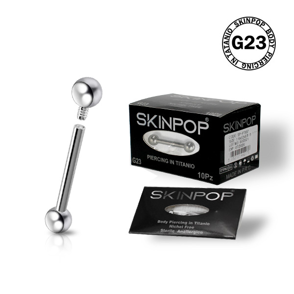 Barbell Titanio G-23 sterili Skinpop 1.2-12-3 Filettarura Interna Conf.10 PZ