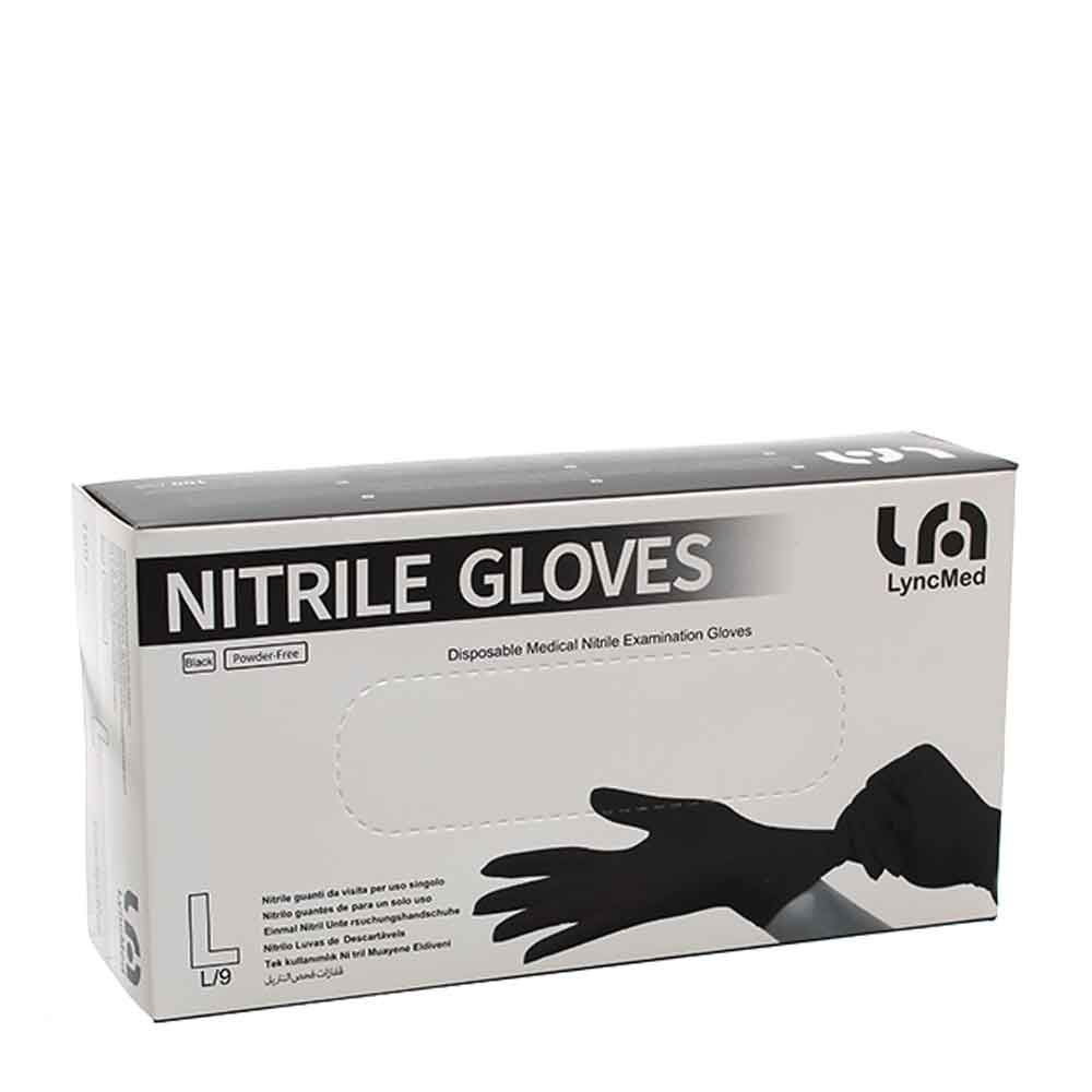 GUANTI NITRILE MEDICALI MONOUSO LYNCMED NERI TAGLIA L Conf.100 pz