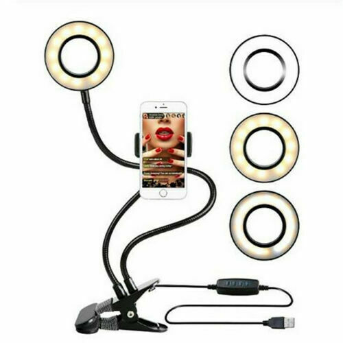 Supporto per telefoni cellulari con luce dimmibile per flusso live, supporto flessibile per telefoni cellulari per lampada da tavolo LED