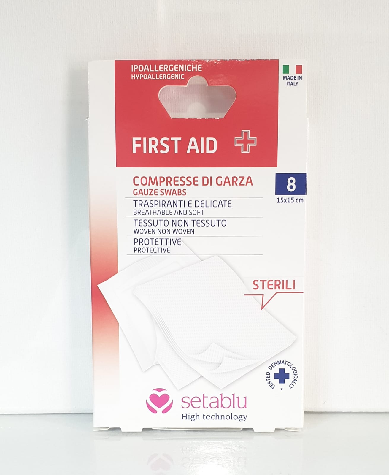SETABLU COMPRESSE DI GARZA CONF.DA 4 PZ DA 2 MISURA 15 X 15 CM