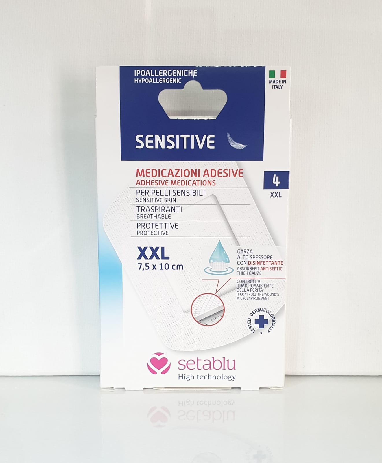 SETABLU MEDICAZIONI ADESIVE XXL CM.7,5X10 4PZ.PER PELLI SENSIBILI CONF. DA 4 PZ