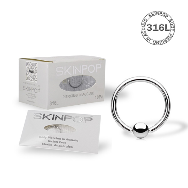 Ball Closure Ring 1.2 x 12 mm Skinpop in Acciaio 316L sterile Conf. 1 pz