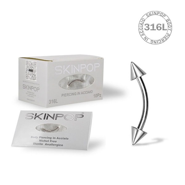 Piercing Eyebrow, Microbananabell-sopracciglia con Coni 12 x 12 x 3 in acciaio sterili 316L Skinpop CONF. 10 PZ